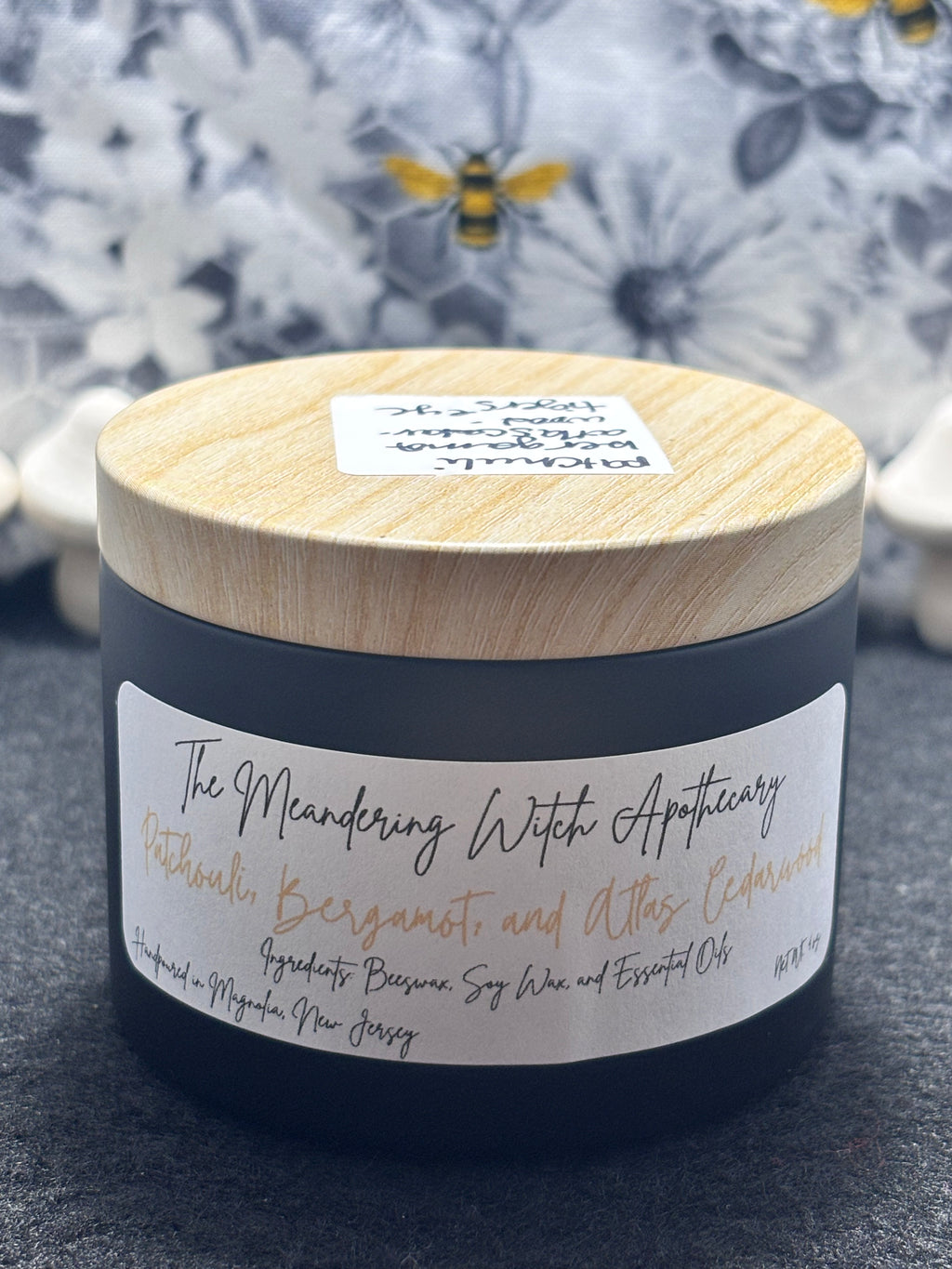 Patchouli, Bergamot and Cedarwood Atlas 4oz Candle w/ Obsidian