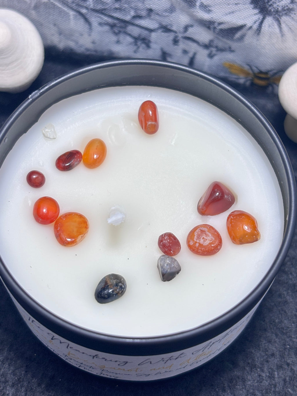 Patchouli, Bergamot, and Cedarwood Atlas 4oz Candle W/ Red Agate