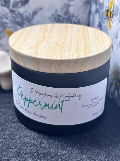 Peppermint 4oz Candle with Red Agate