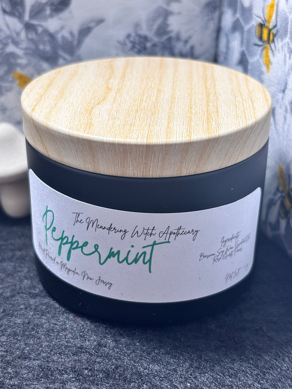 Peppermint 4oz Candle with Lapus Lazuli