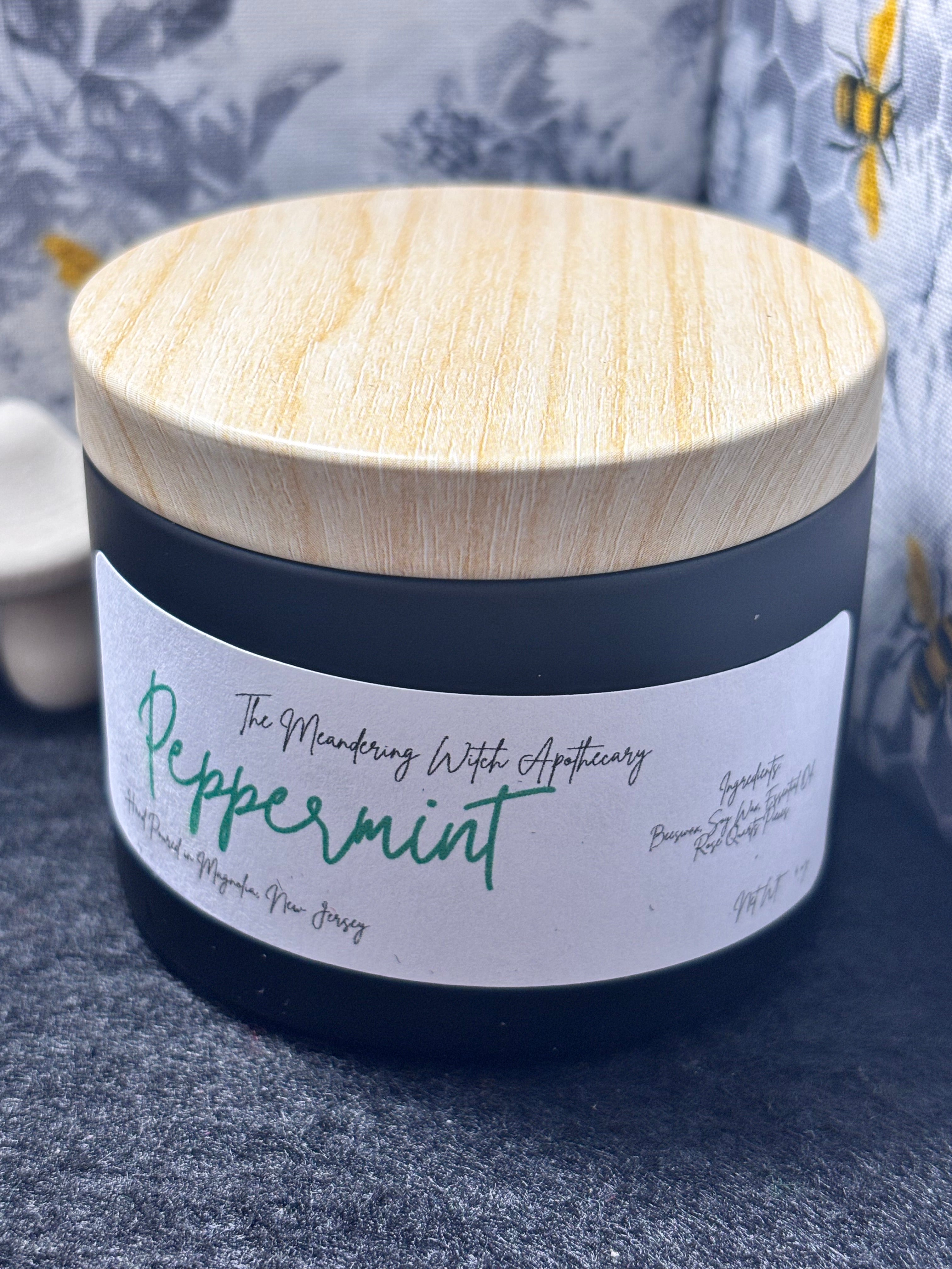 Peppermint 4oz Candle with Rose Quartz