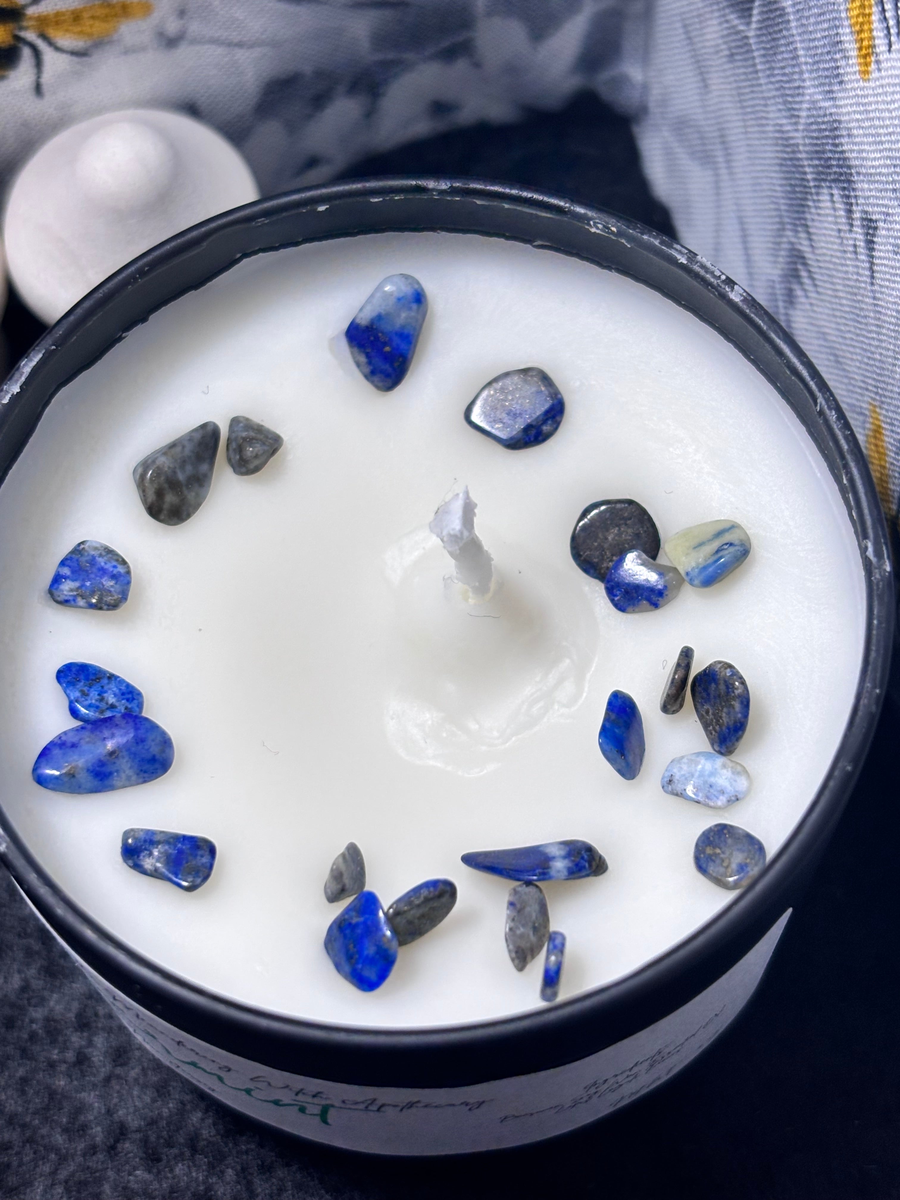 Peppermint 4oz Candle with Lapus Lazuli